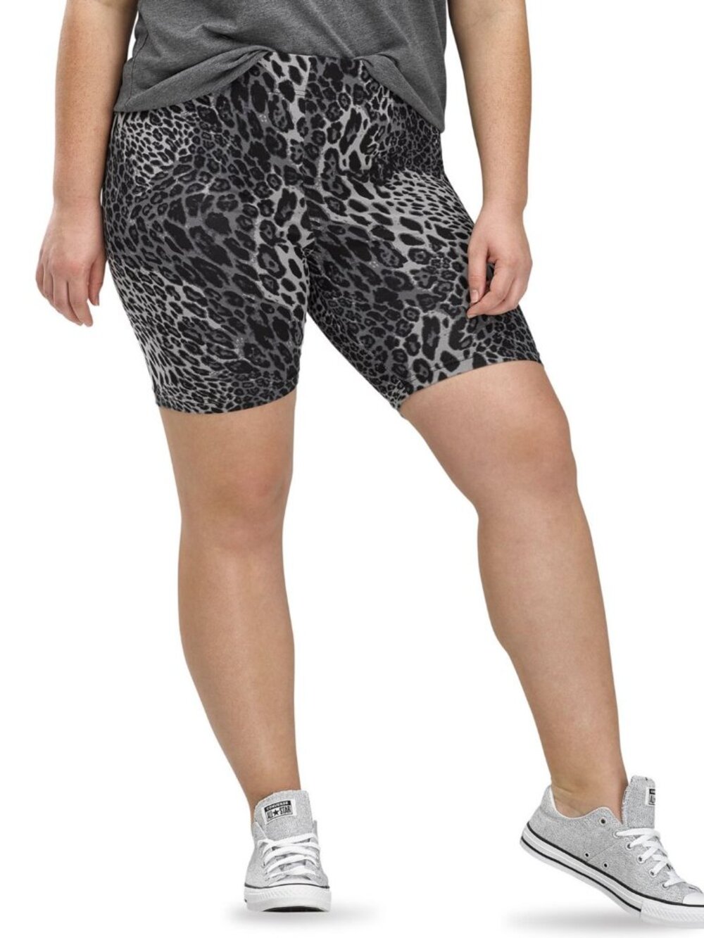 HUE Womens Essentials High Rise Wavy Leopard Bike Shorts